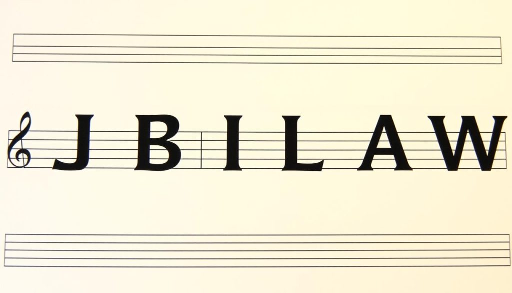 A sheet of sheet music for a kalimba, with individual letters on the staff representing the notes. The letters are large, bold, and clear, standing out prominently against a simple, minimalist background, perhaps a pale pastel or muted color. The composition is centered and balanced, with the letters filling the frame and creating a visually striking and easily legible depiction of the "notation anglo-batave" mentioned in the section title. The lighting is soft and even, with no harsh shadows or distracting elements, allowing the letters to take center stage. The overall mood is one of clarity, simplicity, and a focus on the essential elements needed to read and understand a kalimba score.